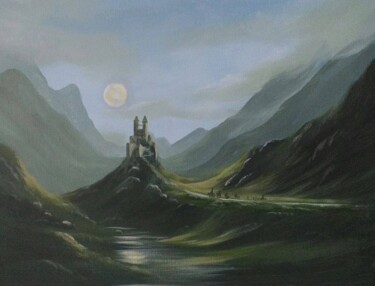 Painting titled "bavarian-castle" by Cathal O Malley, Original Artwork, Acrylic