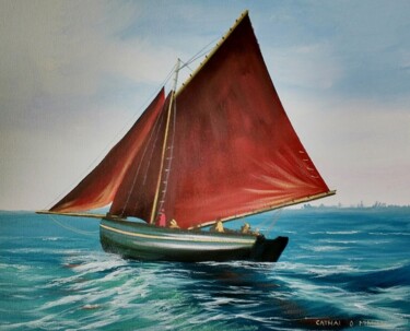 Painting titled "sailing galway bay" by Cathal O Malley, Original Artwork, Acrylic