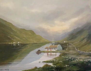 Painting titled "connemara cottages…" by Cathal O Malley, Original Artwork, Acrylic