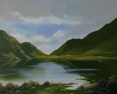 Pintura titulada "lakeside-sheep" por Cathal O Malley, Obra de arte original, Acrílico