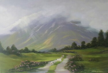 Painting titled "connemara light,aug…" by Cathal O Malley, Original Artwork, Acrylic Mounted on Wood Stretcher frame