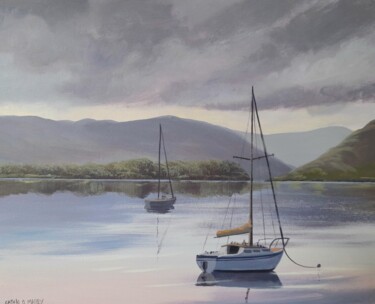 Painting titled "Evening reflections" by Cathal O Malley, Original Artwork, Acrylic