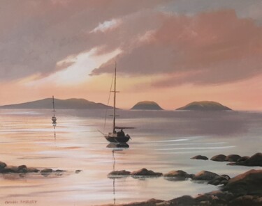 Pintura intitulada "High Island boats" por Cathal O Malley, Obras de arte originais, Acrílico