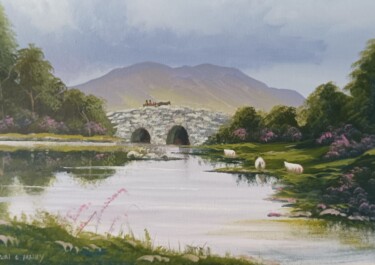 Schilderij getiteld "The quiet man bridge" door Cathal O Malley, Origineel Kunstwerk, Acryl