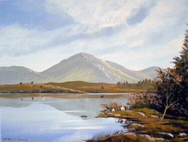 Painting titled "connemara lakeside…" by Cathal O Malley, Original Artwork, Oil