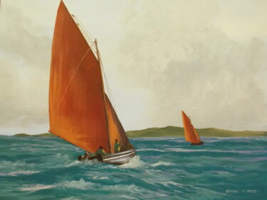 Painting titled "heading to inishbof…" by Cathal O Malley, Original Artwork