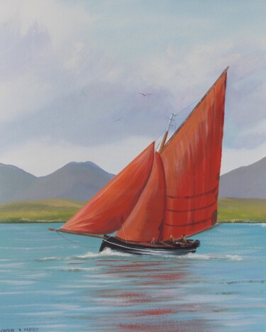 Pittura intitolato "Galway hooker saili…" da Cathal O Malley, Opera d'arte originale, Acrilico