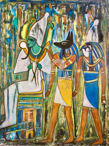 "Osiris, Anubis, Hor…" başlıklı Tablo Catherine Clare tarafından, Orijinal sanat, Petrol Ahşap Sedye çerçevesi üzerine monte…