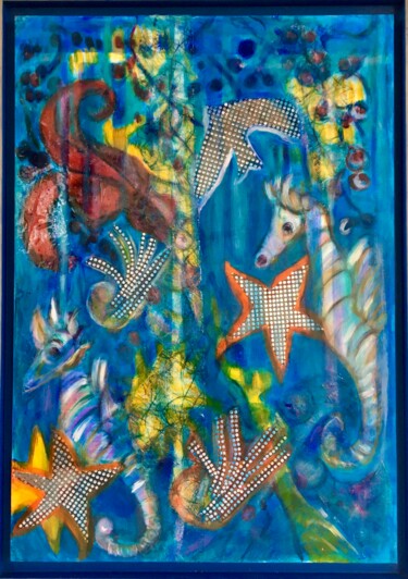 Peinture intitulée "Animaux de la mer" par Catherine Clare Styler, Œuvre d'art originale, Huile Monté sur Châssis en bois