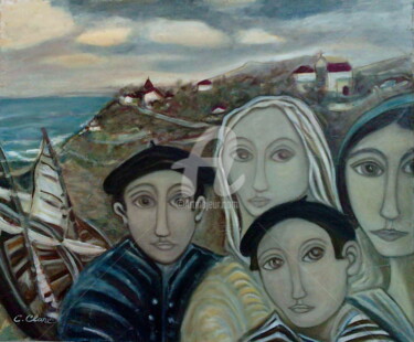 Peinture intitulée "Famille de pêcheurs" par Catherine Clare, Œuvre d'art originale, Huile