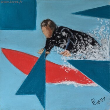 绘画 标题为“Surf aux jeux olymp…” 由Catherine Costet (Lccat), 原创艺术品, 粉彩