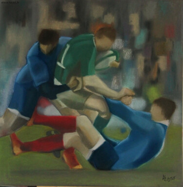 Malarstwo zatytułowany „Rugby Scrum 2” autorstwa Catherine Costet (Lccat), Oryginalna praca, Pastel