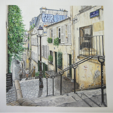 "rue André Antoine X…" başlıklı Tablo Catherine Digue - Turpin tarafından, Orijinal sanat, Guaş boya
