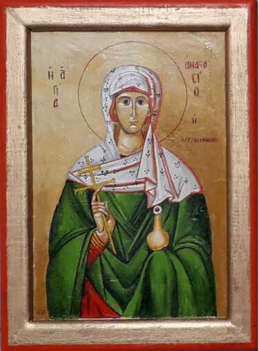 Malarstwo zatytułowany „sainte Anastasia” autorstwa Catherine Digue - Turpin, Oryginalna praca, Tempera