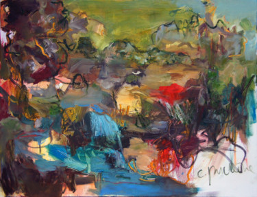 Pintura titulada "Les eaux d' Angkor" por Catherine Duchêne, Obra de arte original, Oleo