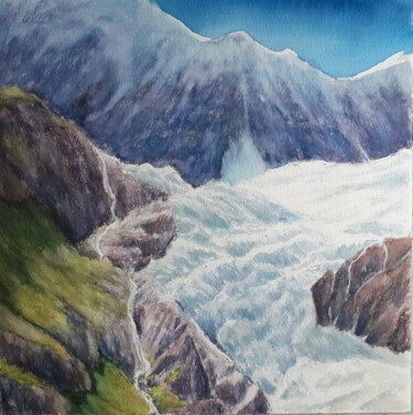 Painting titled "Glacier" by Catherine Dufrene (Katy), Original Artwork, Watercolor