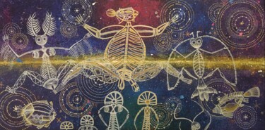 Картина под названием "Origine" - Catherine Dussart, Подлинное произведение искусства, Акрил Установлен на Деревянная рама д…