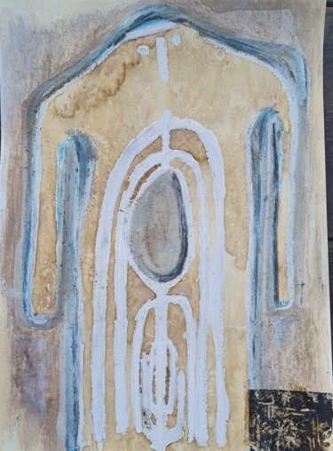 Desenho intitulada "menhir statue 5/2" por Catherine Hoehlinger, Obras de arte originais, Pastel