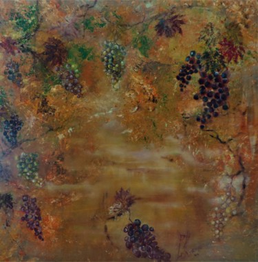 绘画 标题为“Les raisins du Bonh…” 由Catherine Lesueur (C.Lesueur), 原创艺术品, 油 安装在木质担架架上