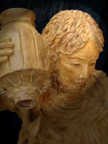 Scultura intitolato "Jésus verse eau" da Catherine Lesueur (C.Lesueur), Opera d'arte originale, Ceramica