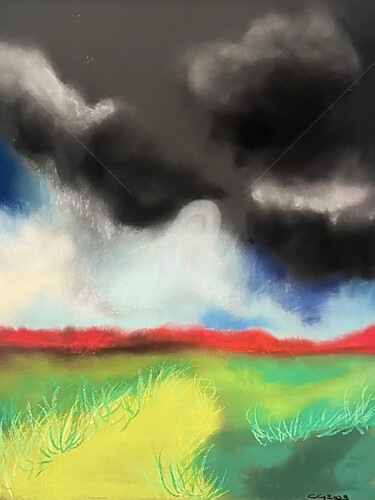 Peinture intitulée "Avant l'orage" par Catherine Muguet, Œuvre d'art originale, Pastel