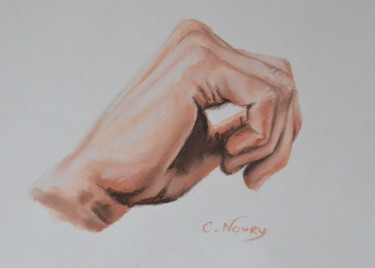 Dessin intitulée "Tom's hand 33 "Thin…" par Andromaque, Œuvre d'art originale, Pastel