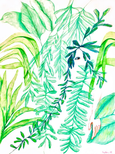 Dessin intitulée "Vert" par Catherine Pouplain, Œuvre d'art originale, Crayon