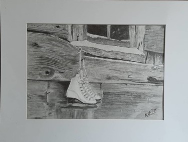 Рисунок под названием "patins à glace" - Catherine Willaumez, Подлинное произведение искусства, Карандаш