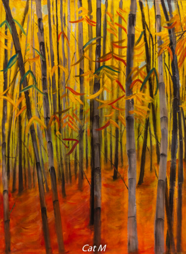 Peinture intitulée "Bambous 2" par Catherine Maury, Œuvre d'art originale, Huile