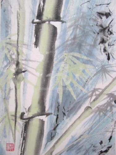 Peinture intitulée "Bambous" par Catherine Mondoux (4INE), Œuvre d'art originale