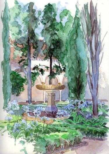 Pintura titulada "Alhambra patio pala…" por Catherine Rossi, Obra de arte original