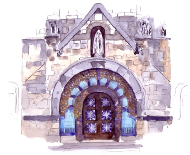 Peinture intitulée "Eglise Sainte-Thérè…" par Catherine Rossi, Œuvre d'art originale