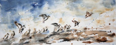 Pittura intitolato "les oiseaux du bord…" da Catherine Saint Fontaine, Opera d'arte originale, Acquarello