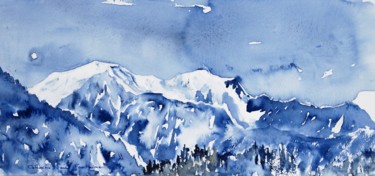 Painting titled "Mont Blanc" by Catherine Saint Fontaine, Original Artwork, Watercolor