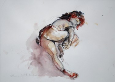 Peinture intitulée "femme au mouvement" par Catherine Saint Fontaine, Œuvre d'art originale, Aquarelle