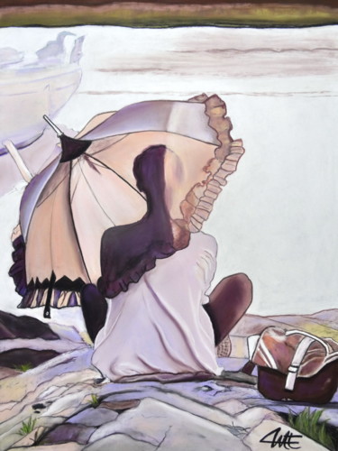 Картина под названием "AU BORD DE L'EAU" - Catherine Wernette, Подлинное произведение искусства, Пастель