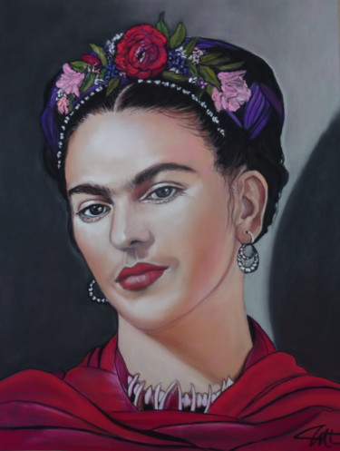 Schilderij getiteld "Frida KAHLO" door Catherine Wernette, Origineel Kunstwerk, Pastel