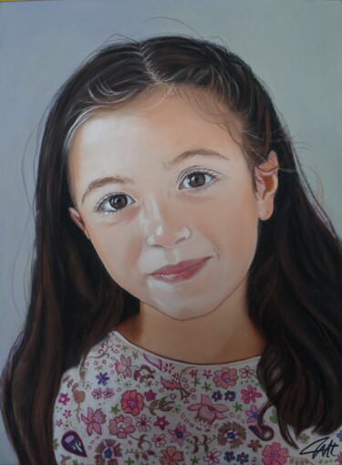 Peinture intitulée "LILA - son portrait" par Catherine Wernette, Œuvre d'art originale, Pastel