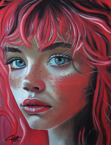 Картина под названием "LILY-ROSE" - Catherine Wernette, Подлинное произведение искусства, Пастель