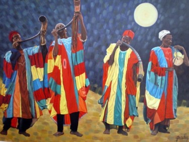 Peinture intitulée "ORCHESTRE AFRICAIN" par Catherine Wernette, Œuvre d'art originale