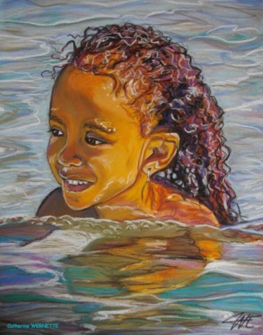 Peinture intitulée "MARIE, la mer" par Catherine Wernette, Œuvre d'art originale