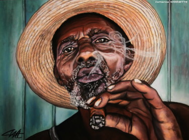 Dessin intitulée "EL CUBANO" par Catherine Wernette, Œuvre d'art originale, Pastel