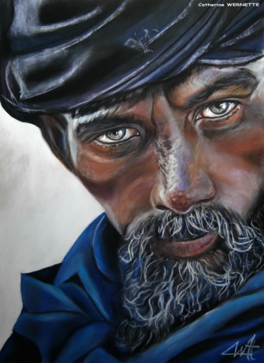 Drawing titled "SAAD, le touareg" by Catherine Wernette, Original Artwork, Pastel