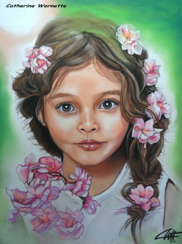 Painting titled "LOLITA, le printemp…" by Catherine Wernette, Original Artwork, Pastel