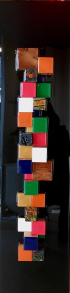 "Cubes 43" başlıklı Heykel Cathie Berthon tarafından, Orijinal sanat, Ahşap