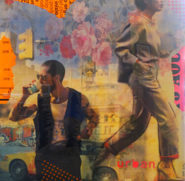 Collages titled "Urban" by Cathie Berthon, Original Artwork, Photo Montage Mounted on Wood Stretcher frame