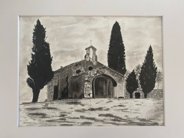 Zeichnungen mit dem Titel "Chapelle St Sixte" von Cathou-Bazec, Original-Kunstwerk, Tinte