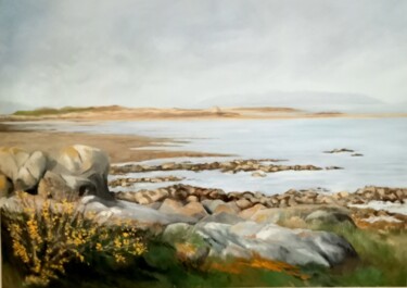 Painting titled "L'île de Batz" by Catherine Maze, Original Artwork, Oil Mounted on Wood Stretcher frame