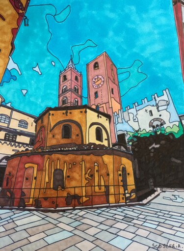 Drawing titled "Albenga" by Cathy Scosceria, Original Artwork, Marker