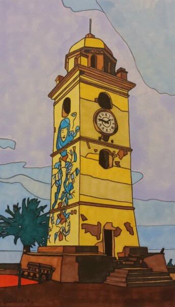 Rysunek zatytułowany „La tour de Canari” autorstwa Cathy Scosceria, Oryginalna praca, Marker
